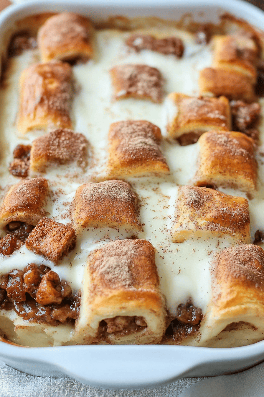 Cinnamon Roll Casserole final dish beautifully presented and ready to serve