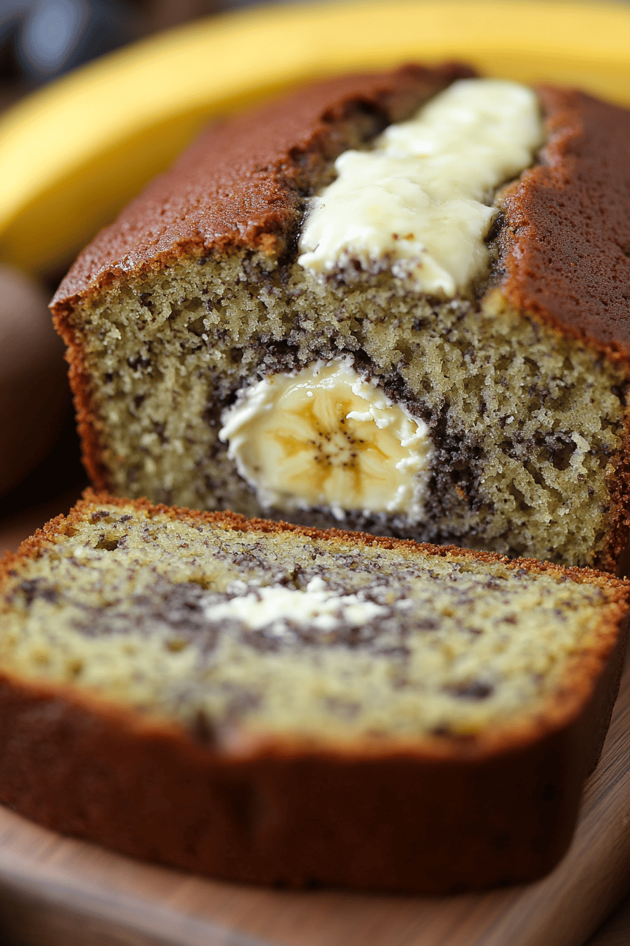 Cream Cheese Banana Bread final dish beautifully presented and ready to serve