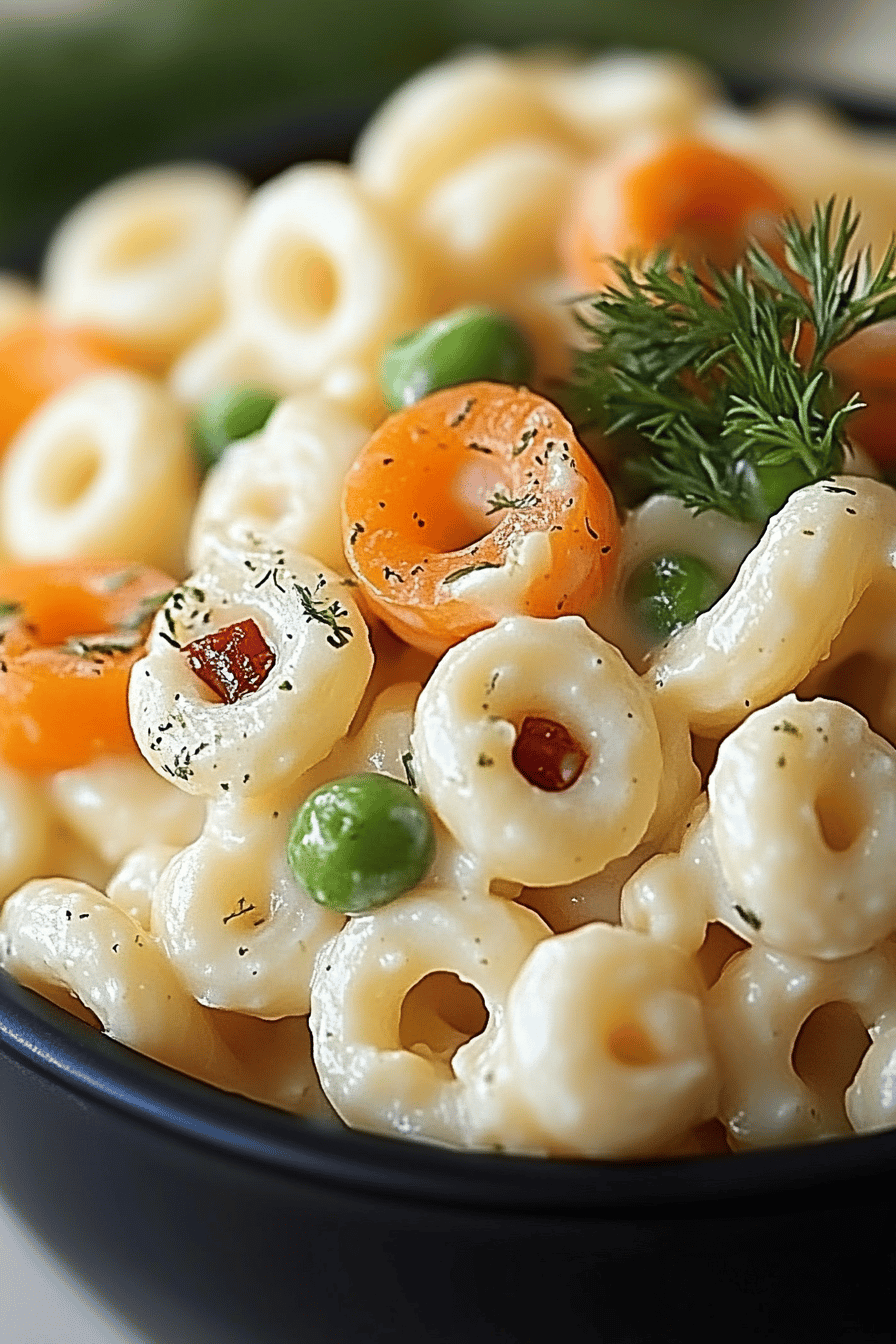 Dill Pickle Macaroni Salad ingredients organized and measured on kitchen counter
