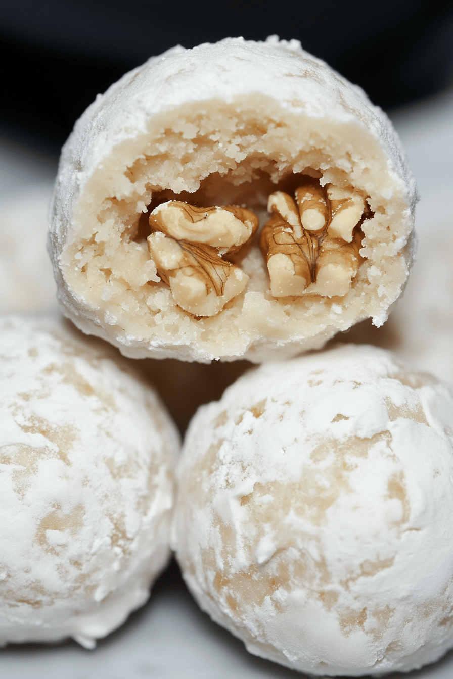 Georgia O'Keeffe Pecan Butterballs ingredients organized and measured on kitchen counter