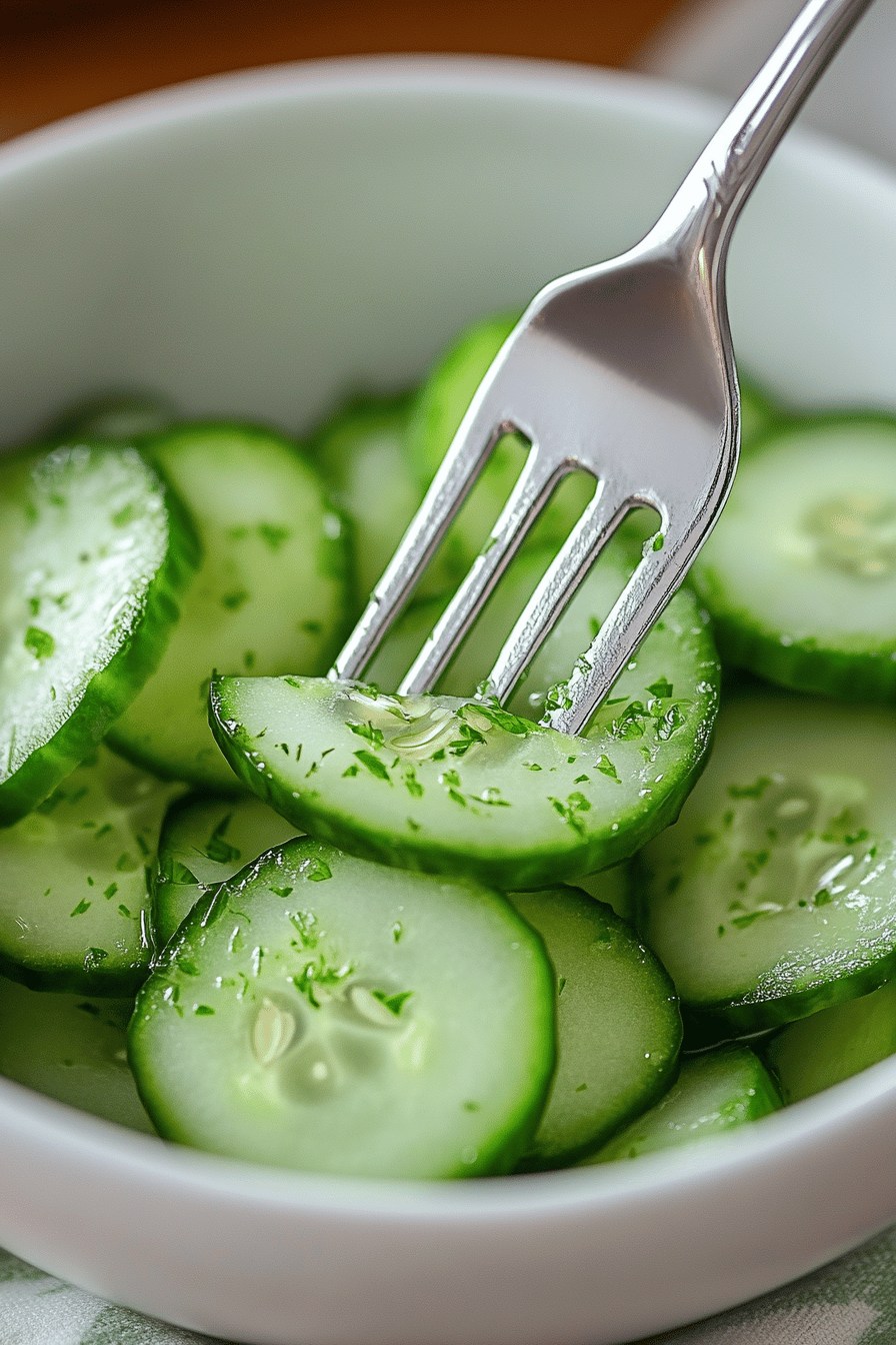 German Cucumber Salad Recipe ingredients organized and measured on kitchen counter