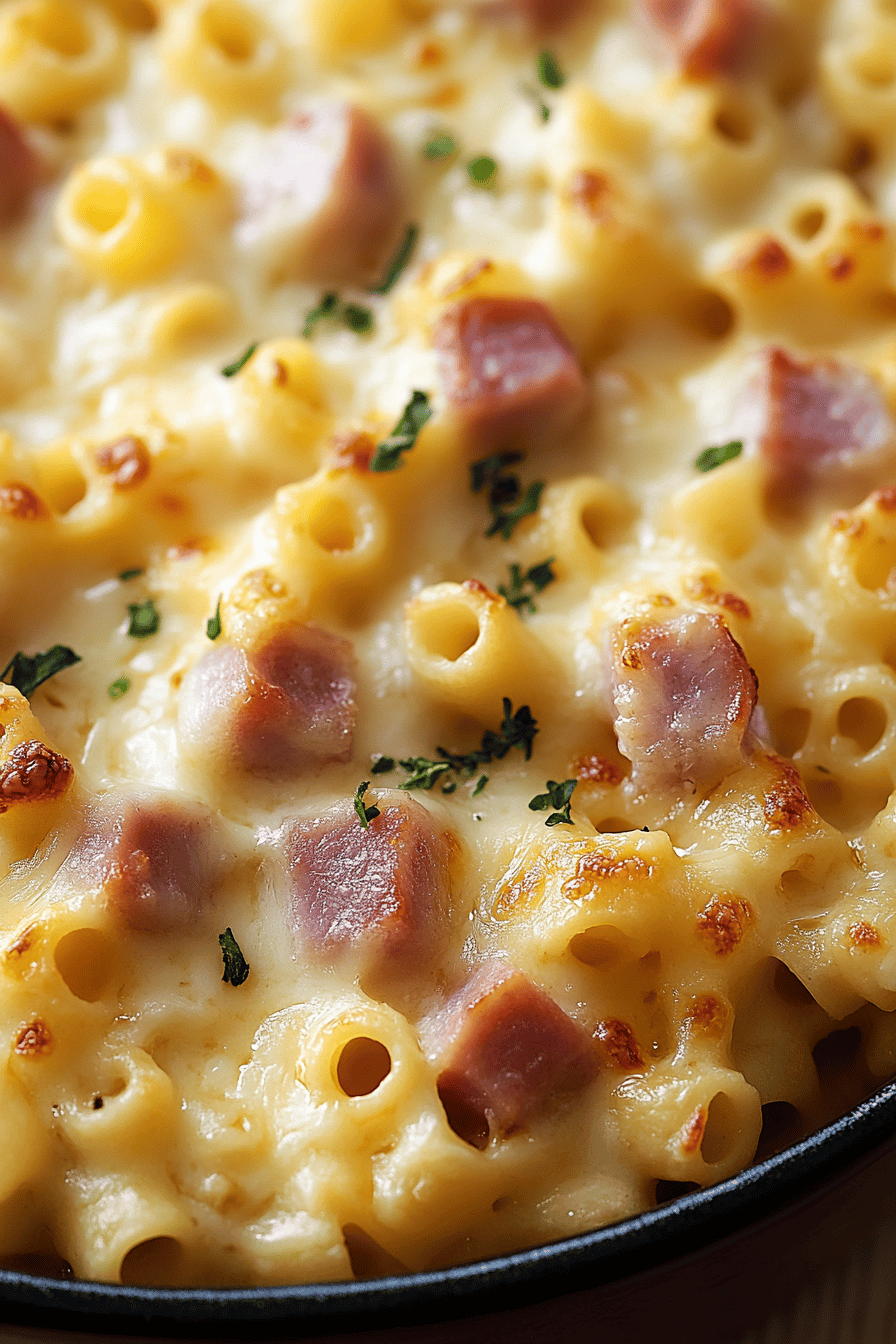 Ham and Noodle Casserole final dish beautifully presented and ready to serve