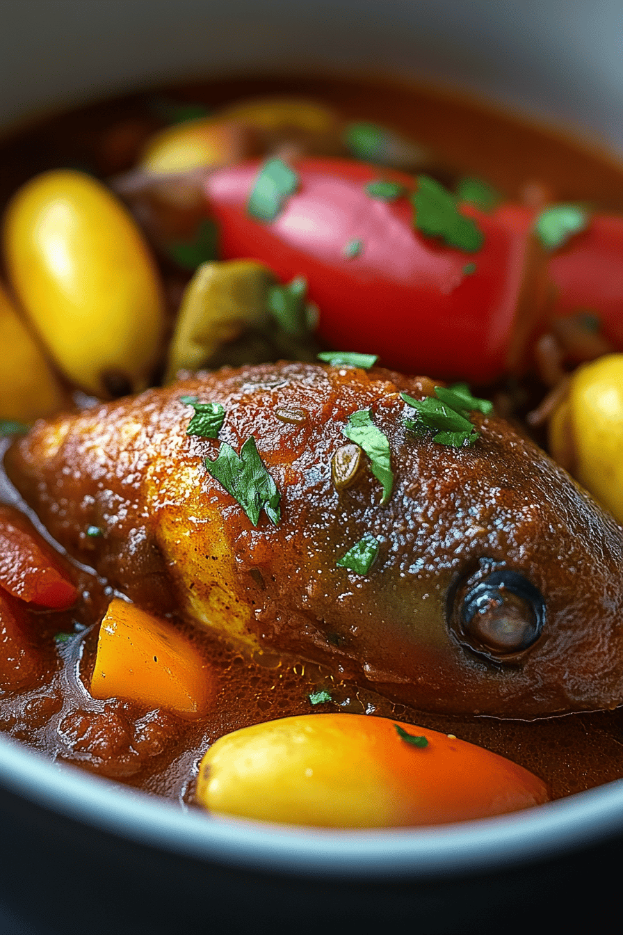 Jamaican Brown Stew Fish ingredients organized and measured on kitchen counter