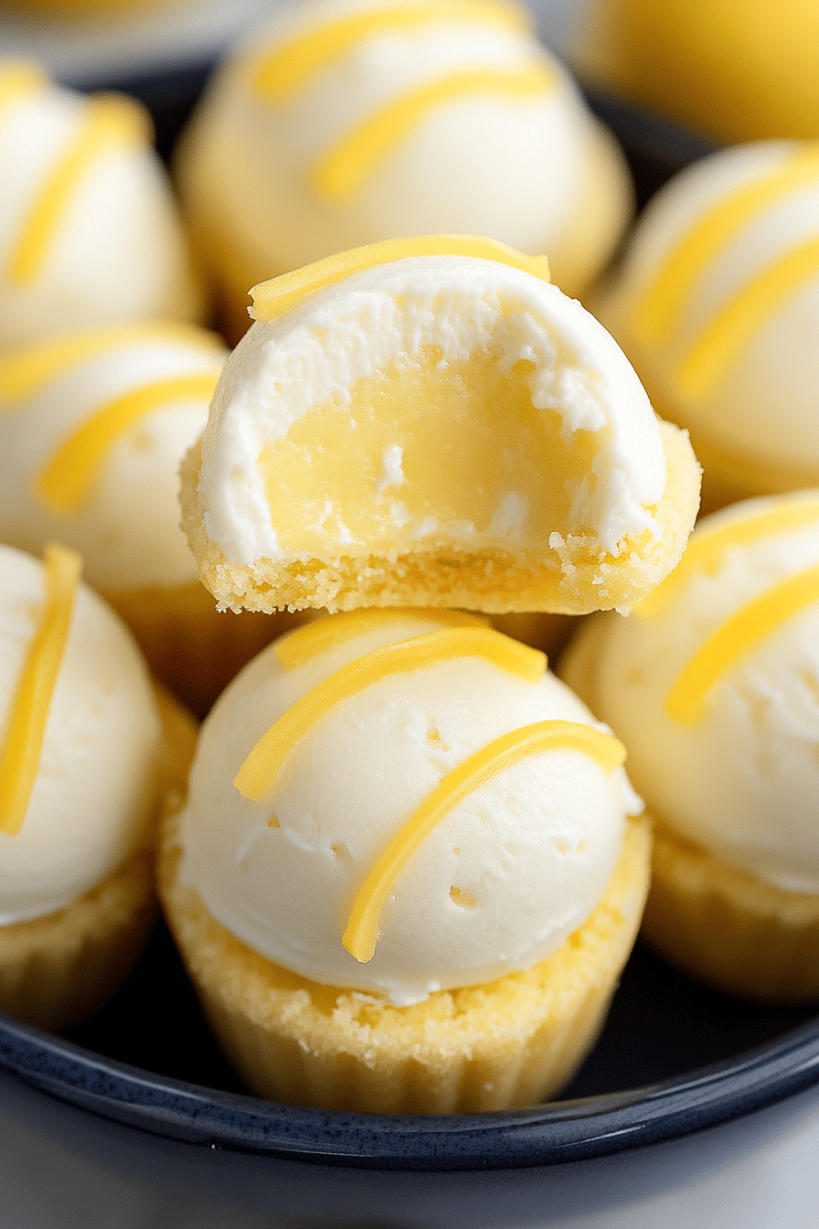 Lemon Cheesecake Bites final dish beautifully presented and ready to serve