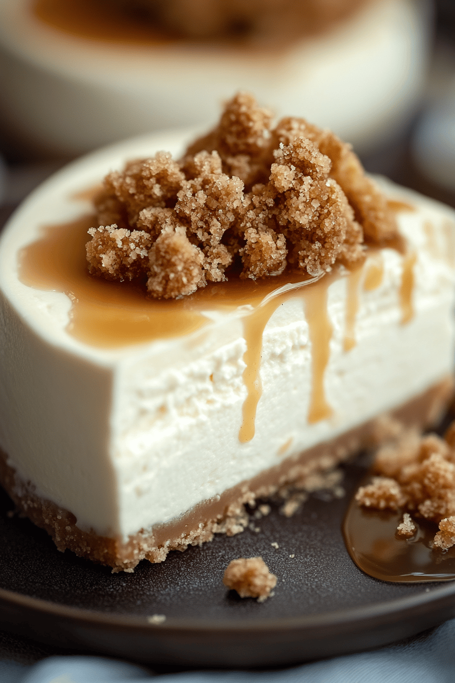 No-Bake Salted Caramel Cheesecake final dish beautifully presented and ready to serve