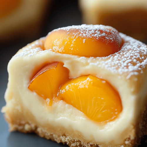 Peaches and Cream Cheesecake Bars