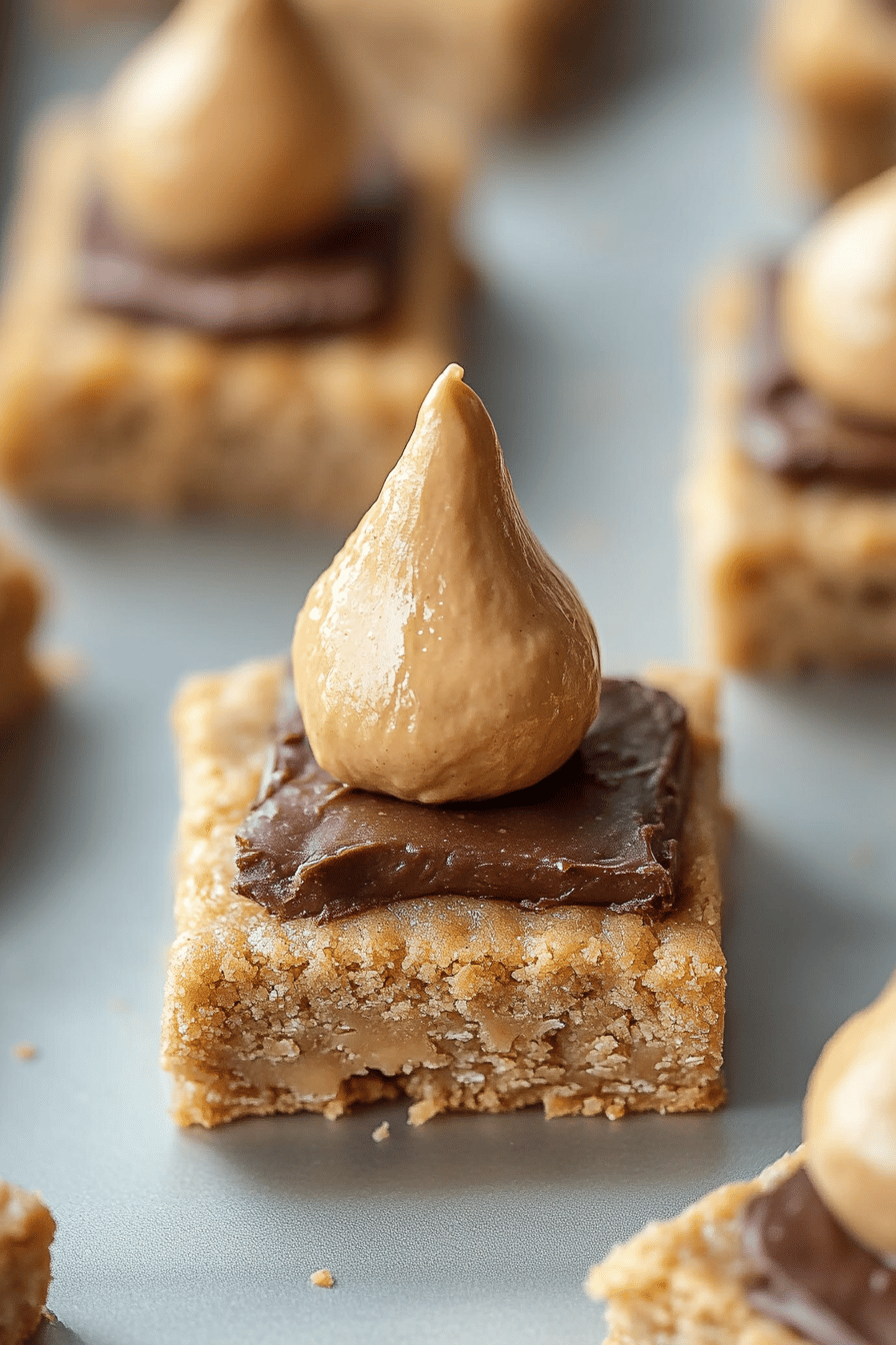 Peanut Butter Blossom Bars final dish beautifully presented and ready to serve