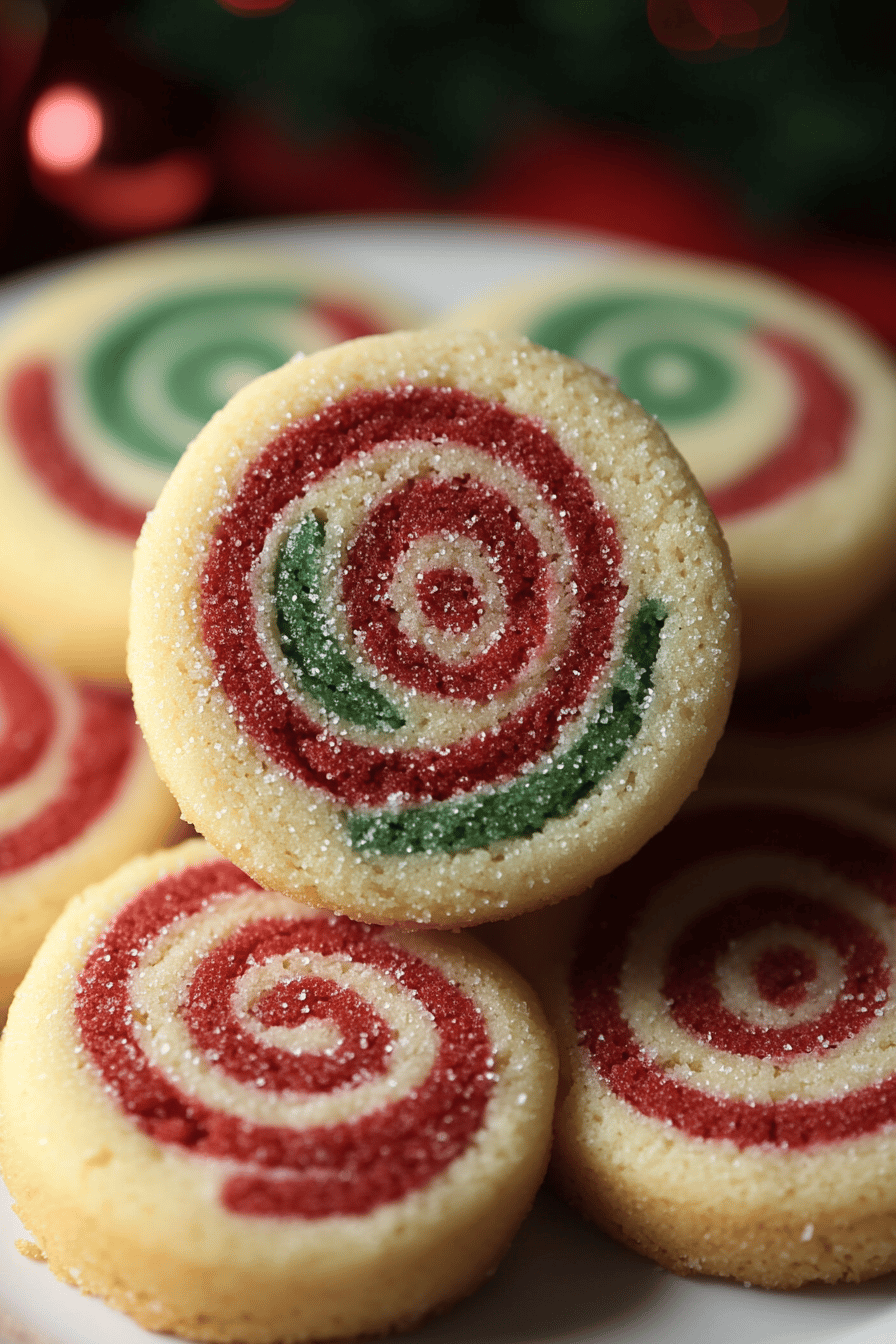 Pinwheel Christmas Cookies final dish beautifully presented and ready to serve