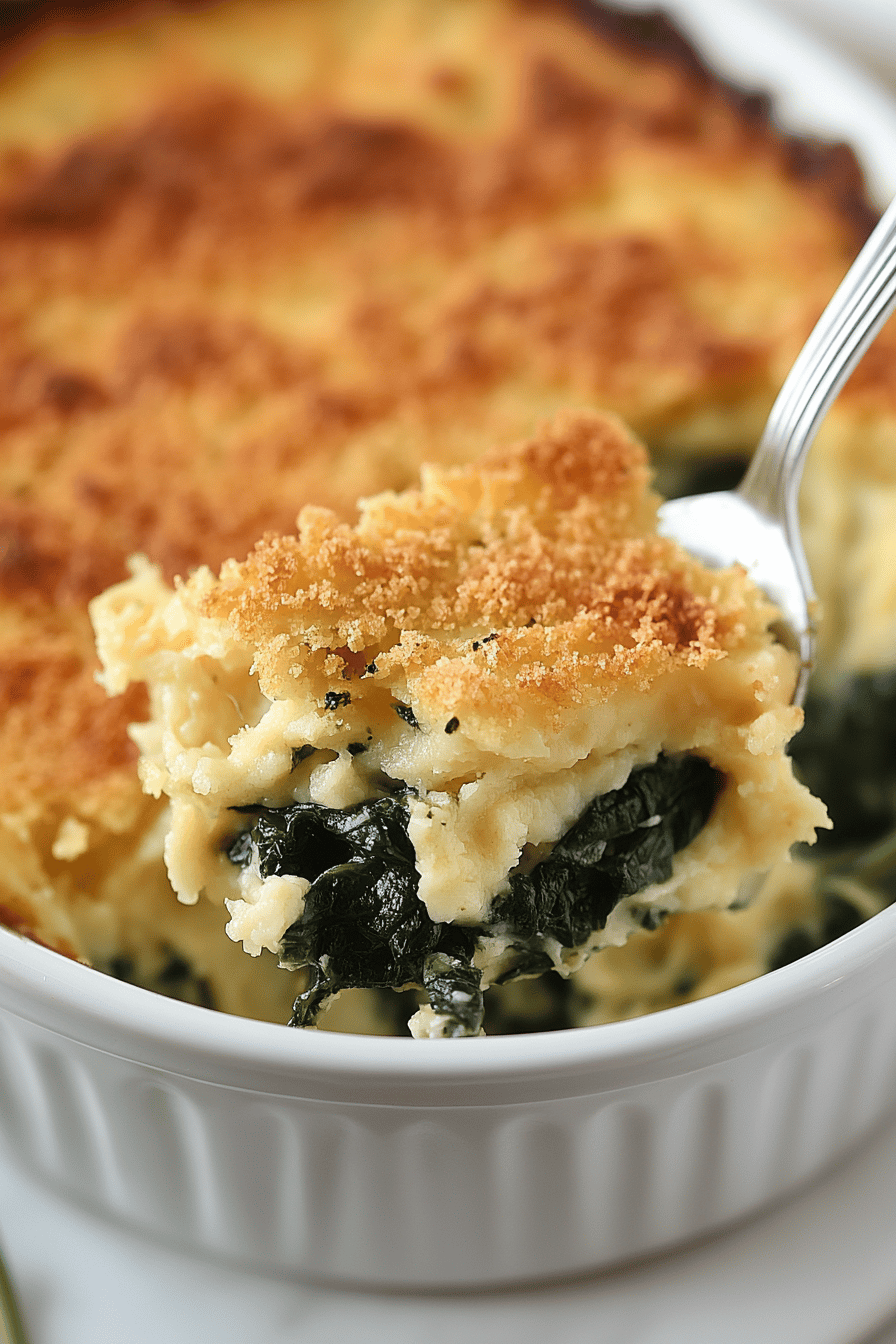 Spinach Casserole Recipe ingredients organized and measured on kitchen counter