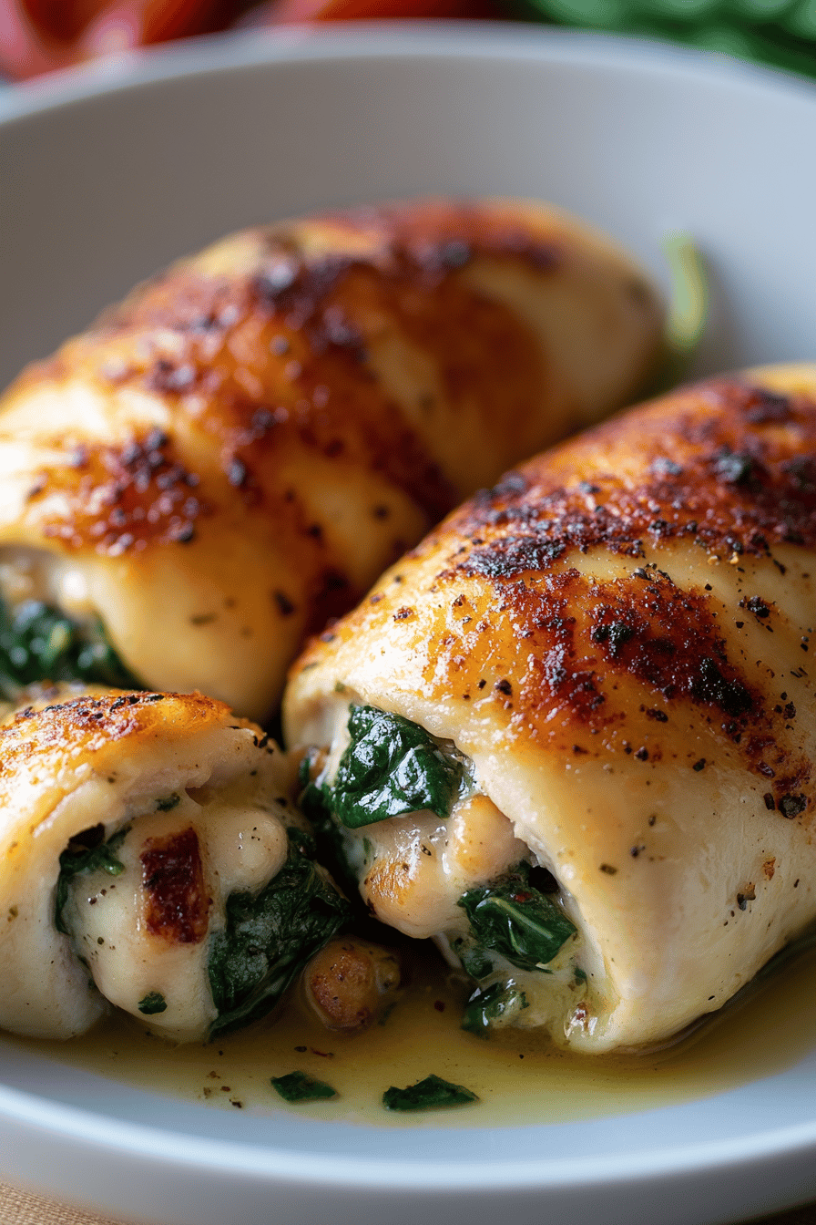 Spinach Stuffed Chicken Breast final dish beautifully presented and ready to serve