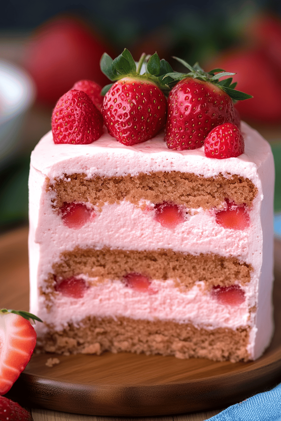 Strawberry Cake ingredients organized and measured on kitchen counter