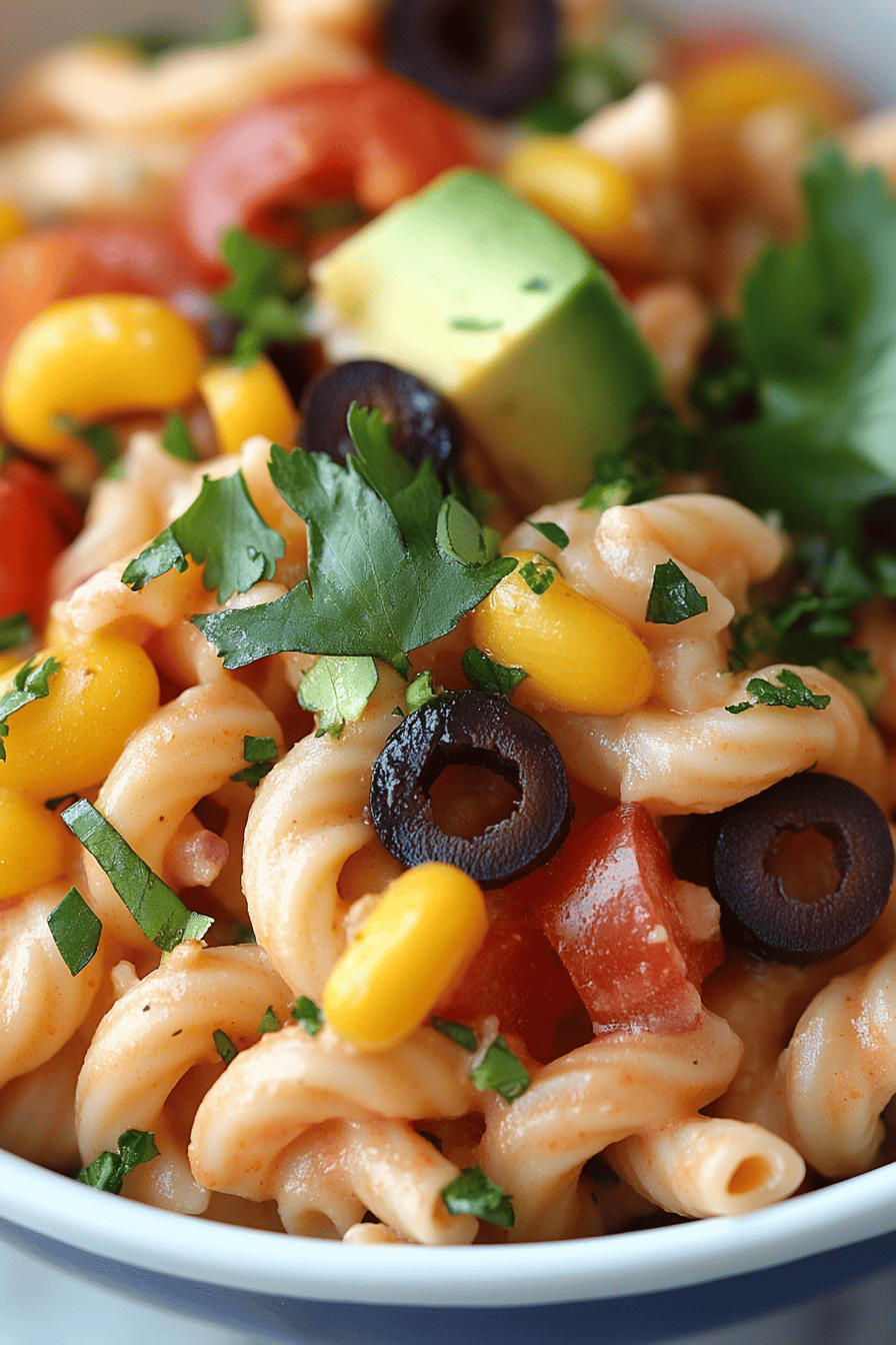 Tex-Mex Pasta Salad Recipe final dish beautifully presented and ready to serve