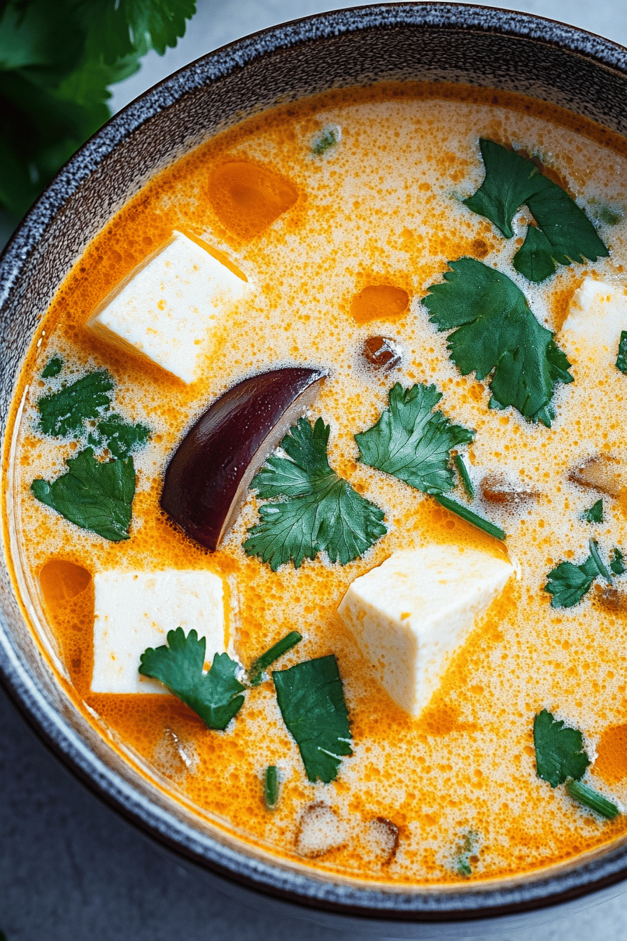 Vegan Tom Kha Soup Final Dish Presentation