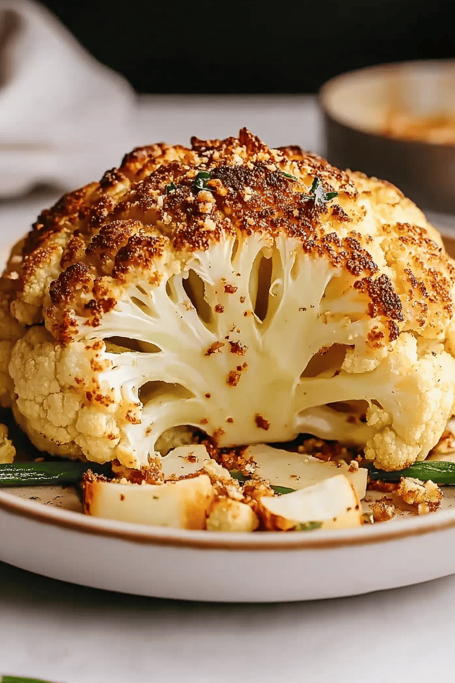 Whole Roasted Cauliflower Final Dish Presentation