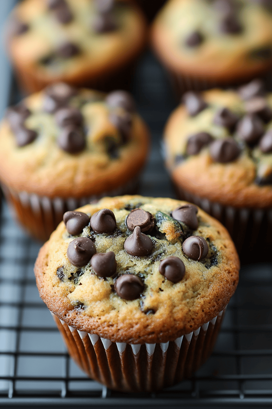 Zucchini Chocolate Chip Muffins final dish beautifully presented and ready to serve