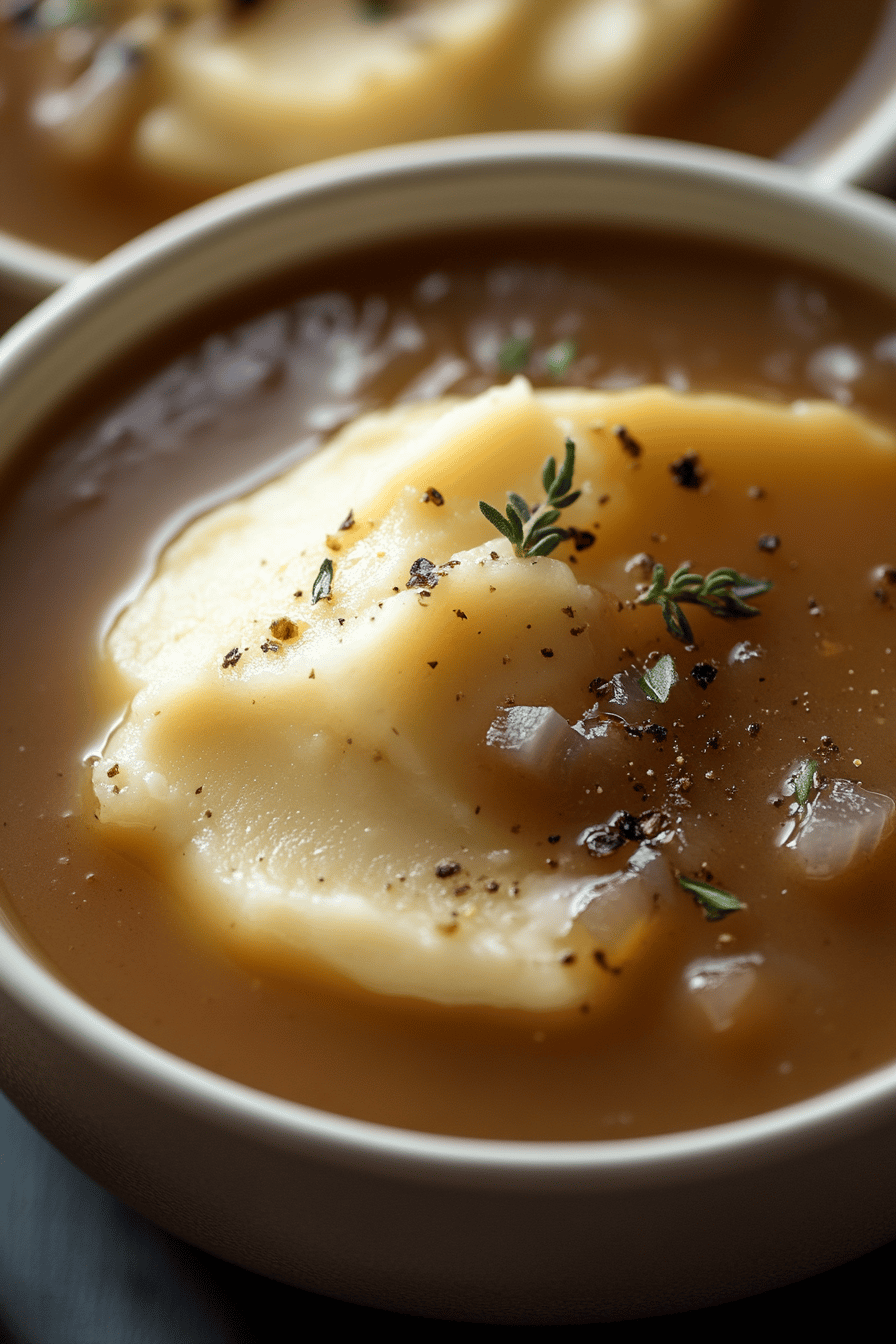 onion gravy recipe final dish beautifully presented and ready to serve