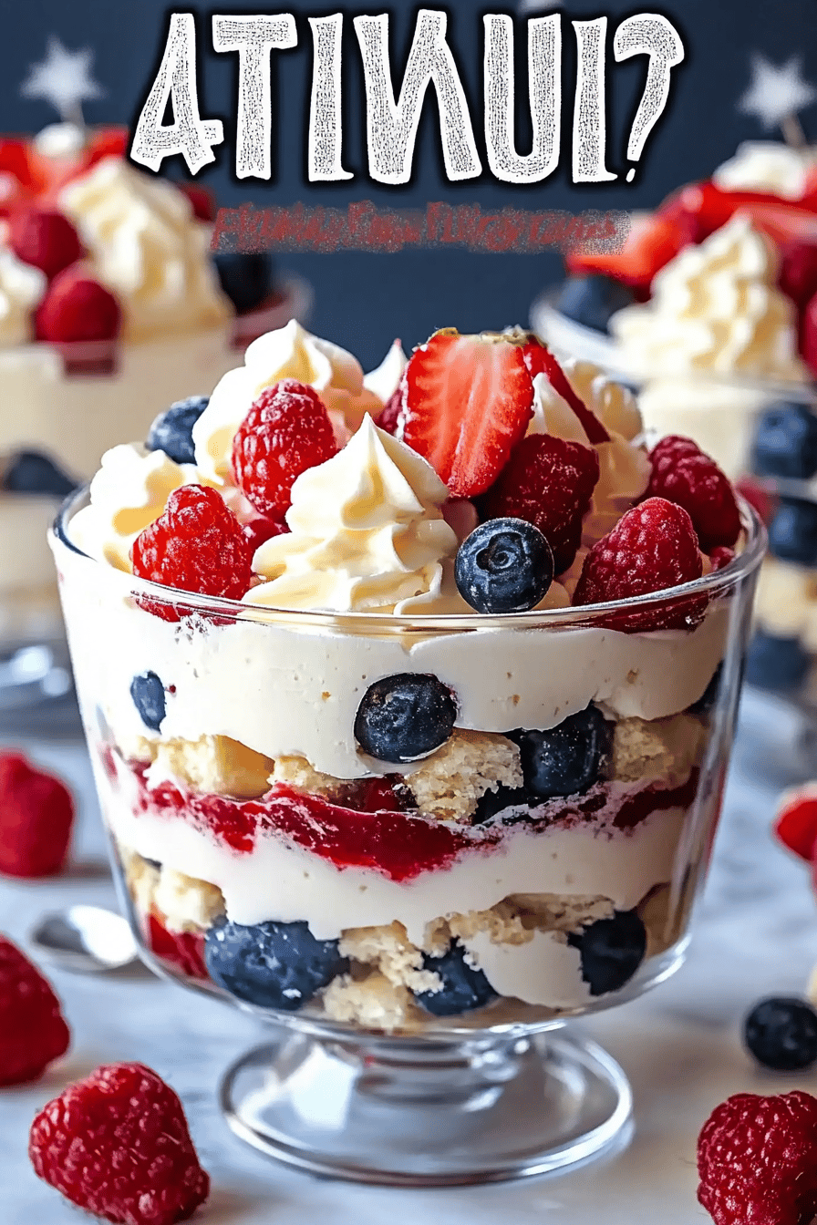 4th of July Trifle final dish beautifully presented and ready to serve