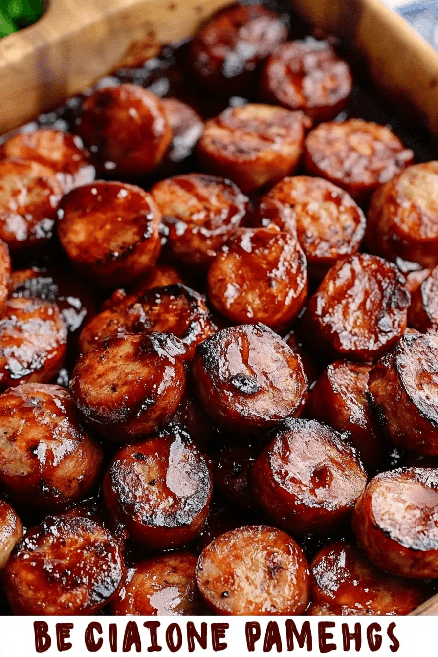 BBQ Sausage Bites ingredients organized and measured on kitchen counter