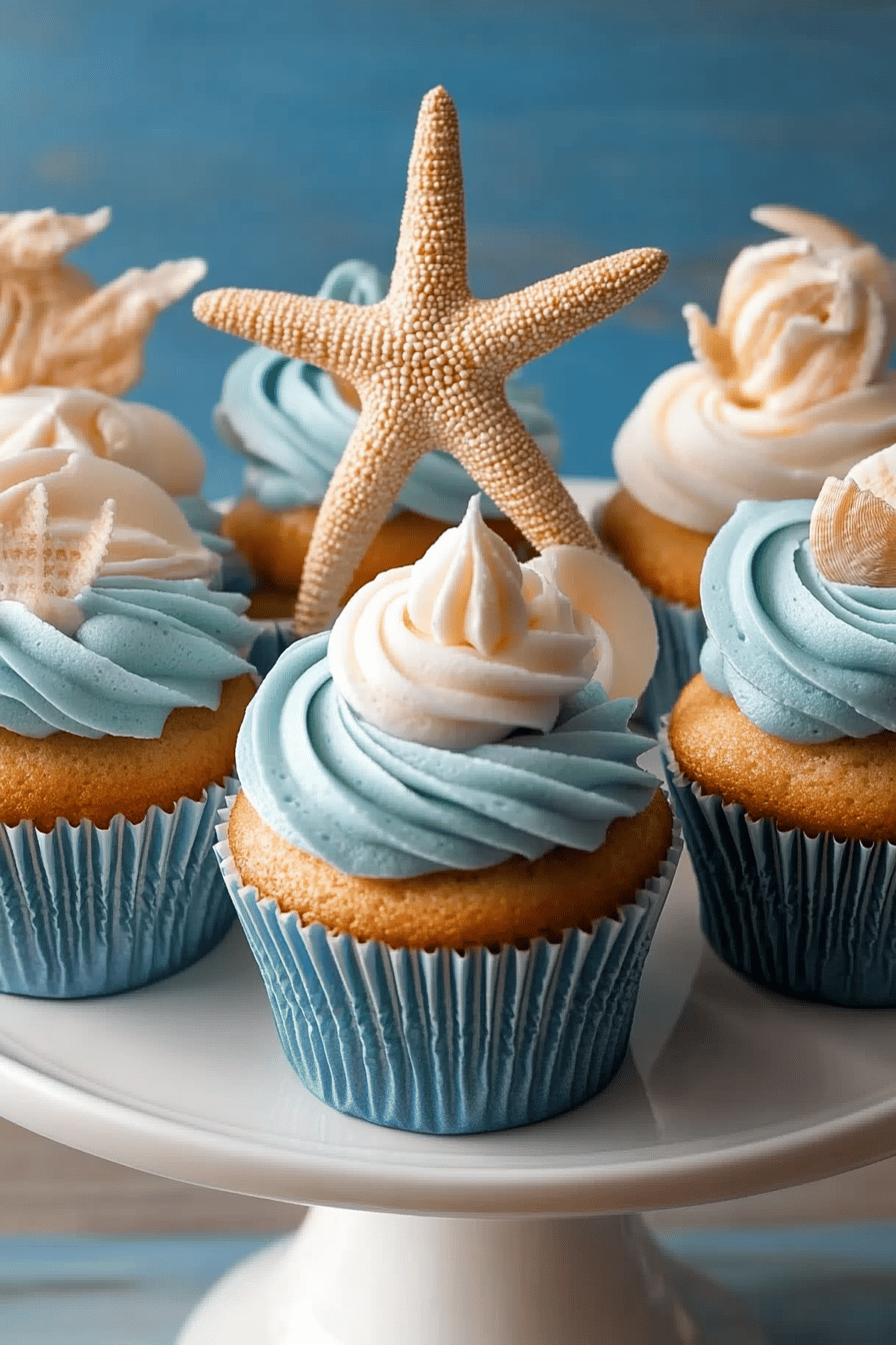 Beach-Themed Cupcakes slice on plate showing perfect texture and swirl pattern