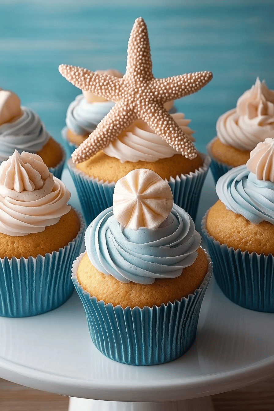 Beach-Themed Cupcakes final dish beautifully presented and ready to serve