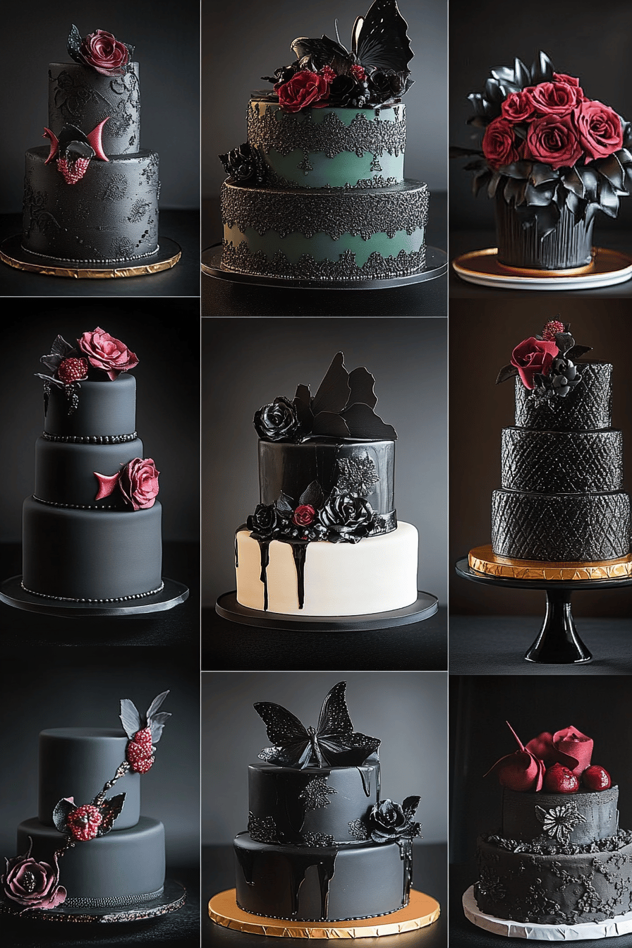 Black Birthday Cake Aesthetic final dish beautifully presented and ready to serve