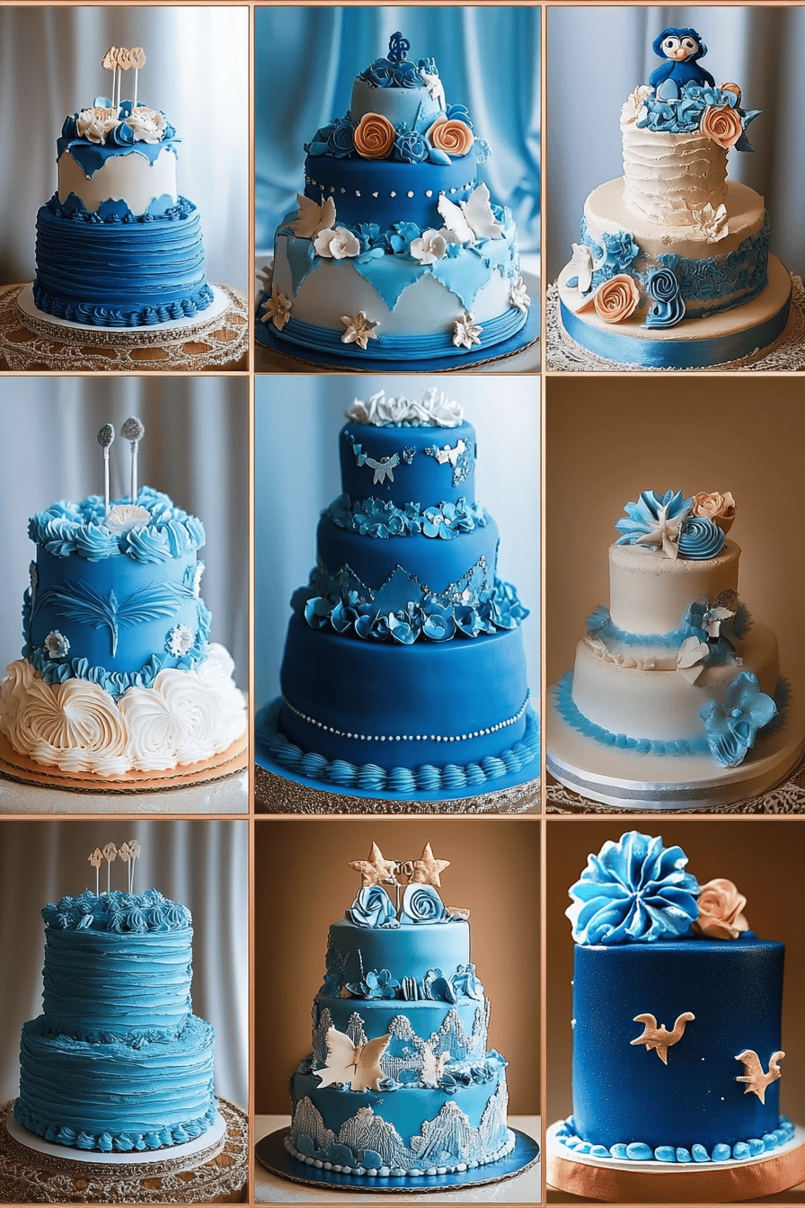 Blue Birthday Cakes ingredients organized and measured on kitchen counter