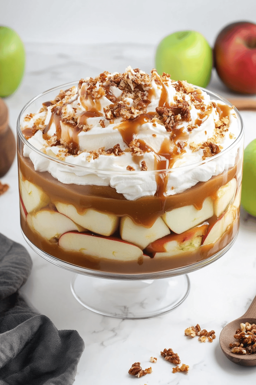 Caramel Apple Trifle final dish beautifully presented and ready to serve