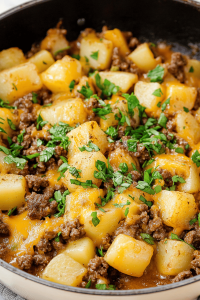 Cheesy Beef and Potatoes Skillet