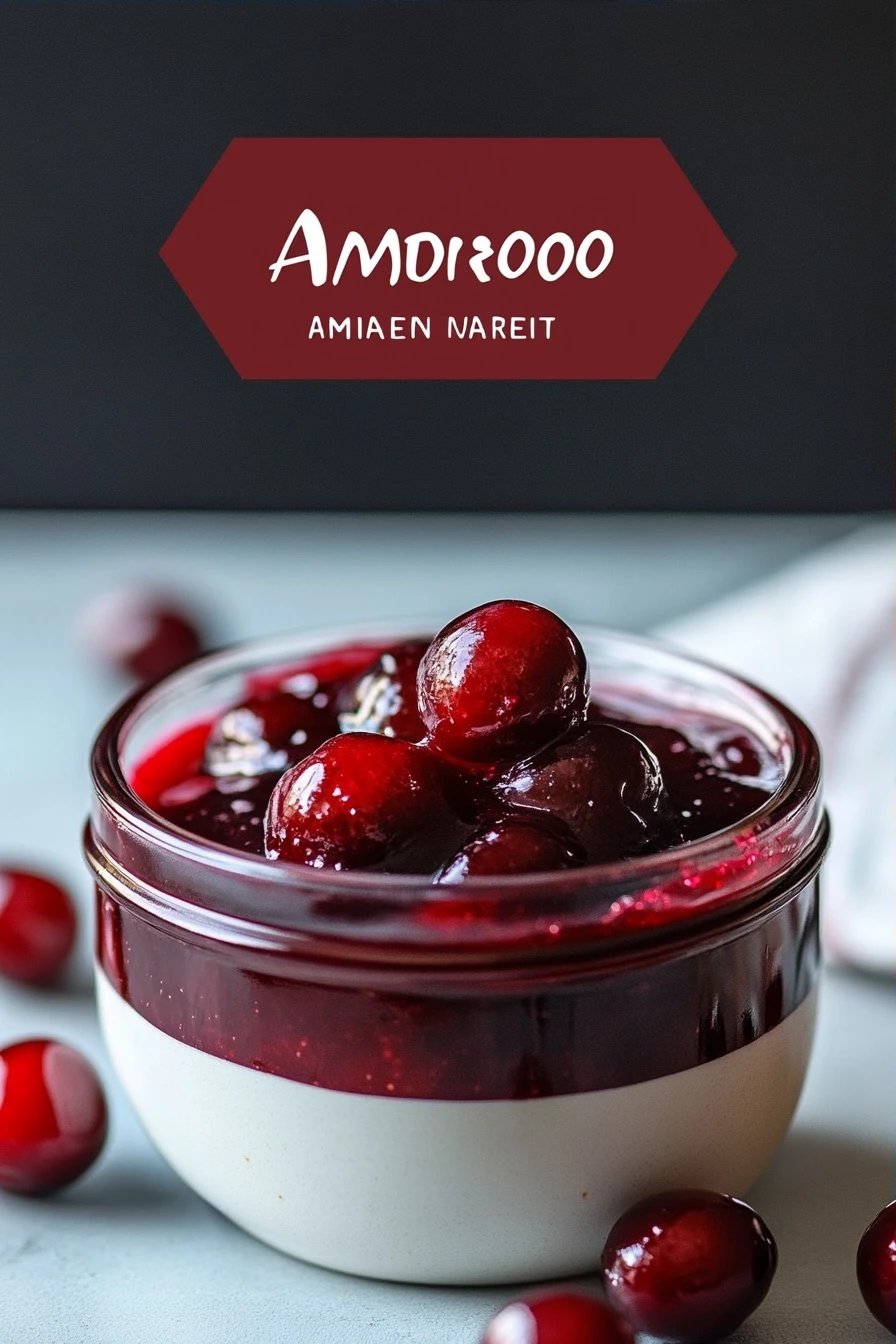 Cherry Amaretto Jam Recipe ingredients organized and measured on kitchen counter