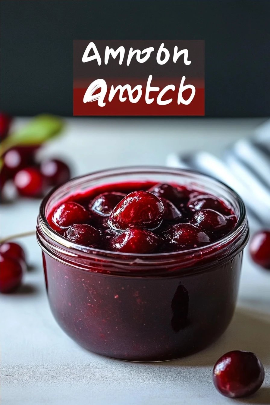 Cherry Amaretto Jam Recipe slice on plate showing perfect texture and swirl pattern