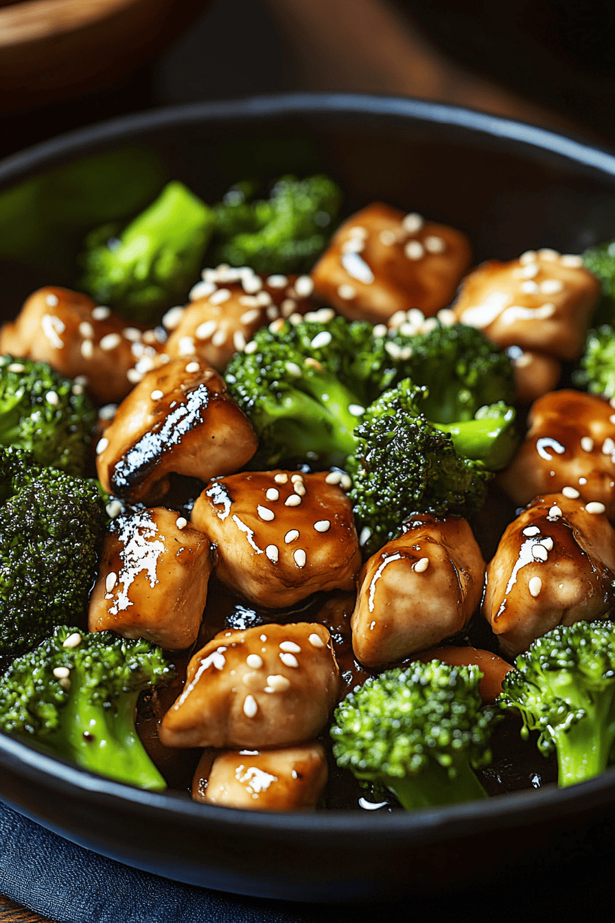 Chicken Broccoli Stir-Fry Tips slice on plate showing perfect texture and swirl pattern