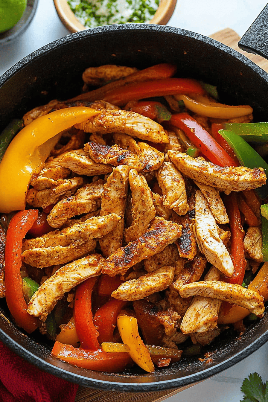 Chicken Fajitas Tips ingredients organized and measured on kitchen counter