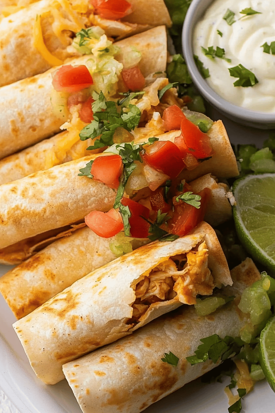 Chicken Flautas Recipe ingredients organized and measured on kitchen counter