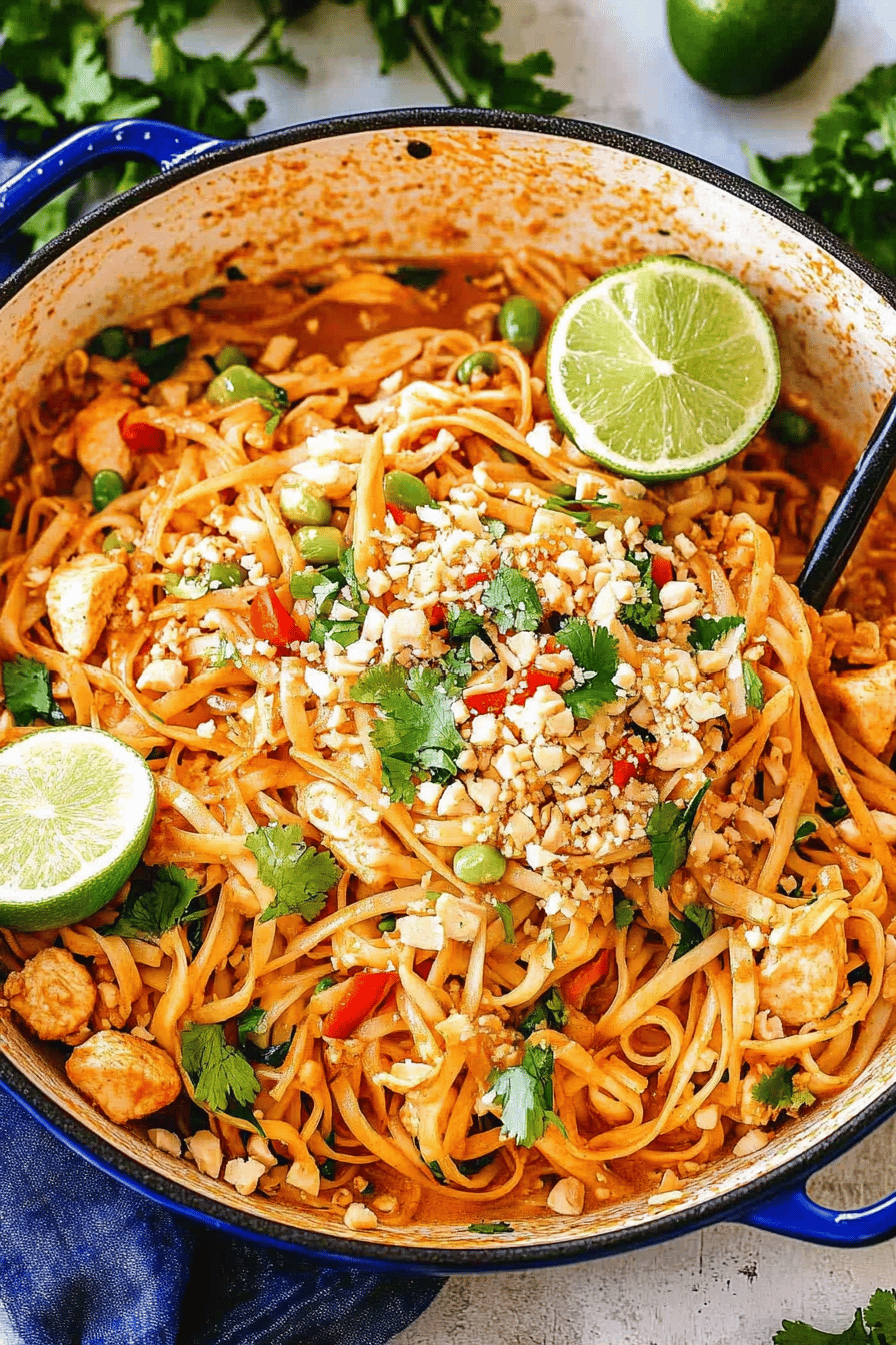 Chicken Pad Thai Recipe final dish beautifully presented and ready to serve