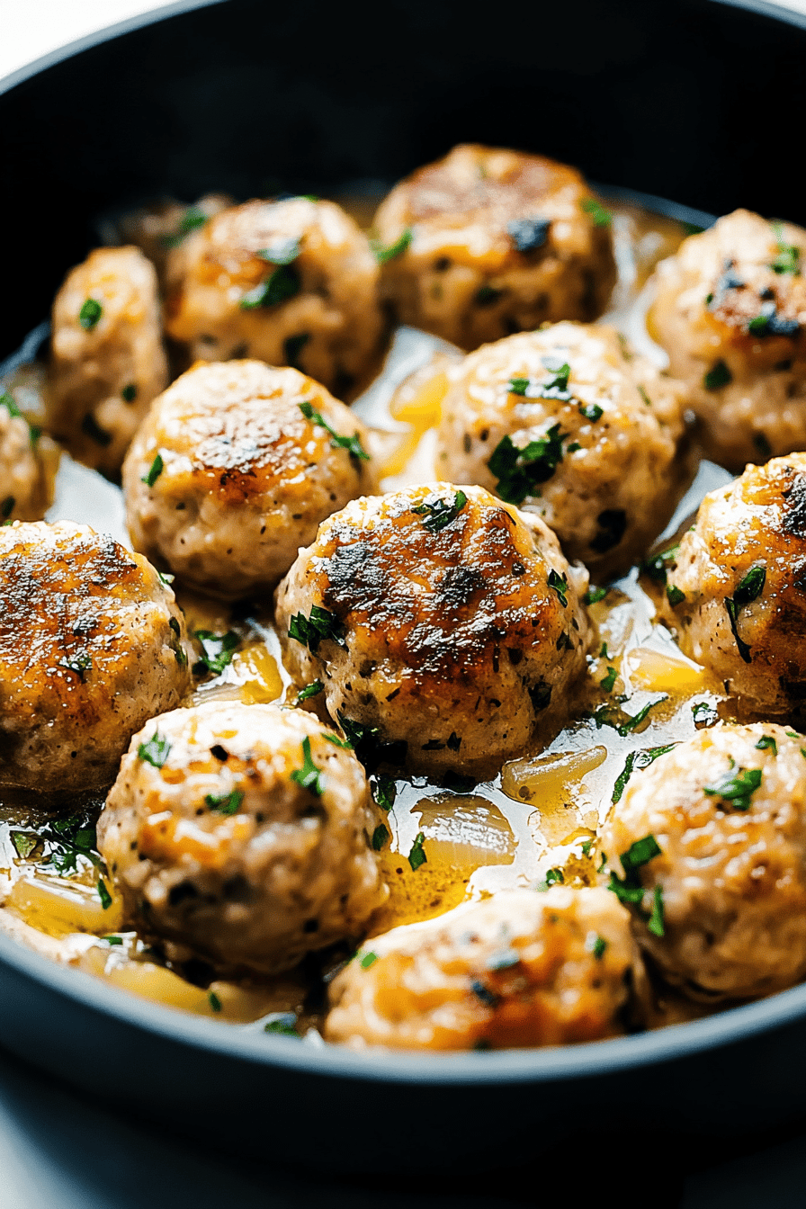 Chicken Piccata Meatballs final dish beautifully presented and ready to serve