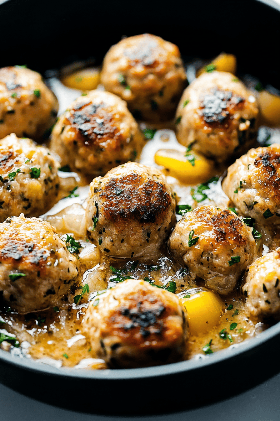 Chicken Piccata Meatballs ingredients organized and measured on kitchen counter