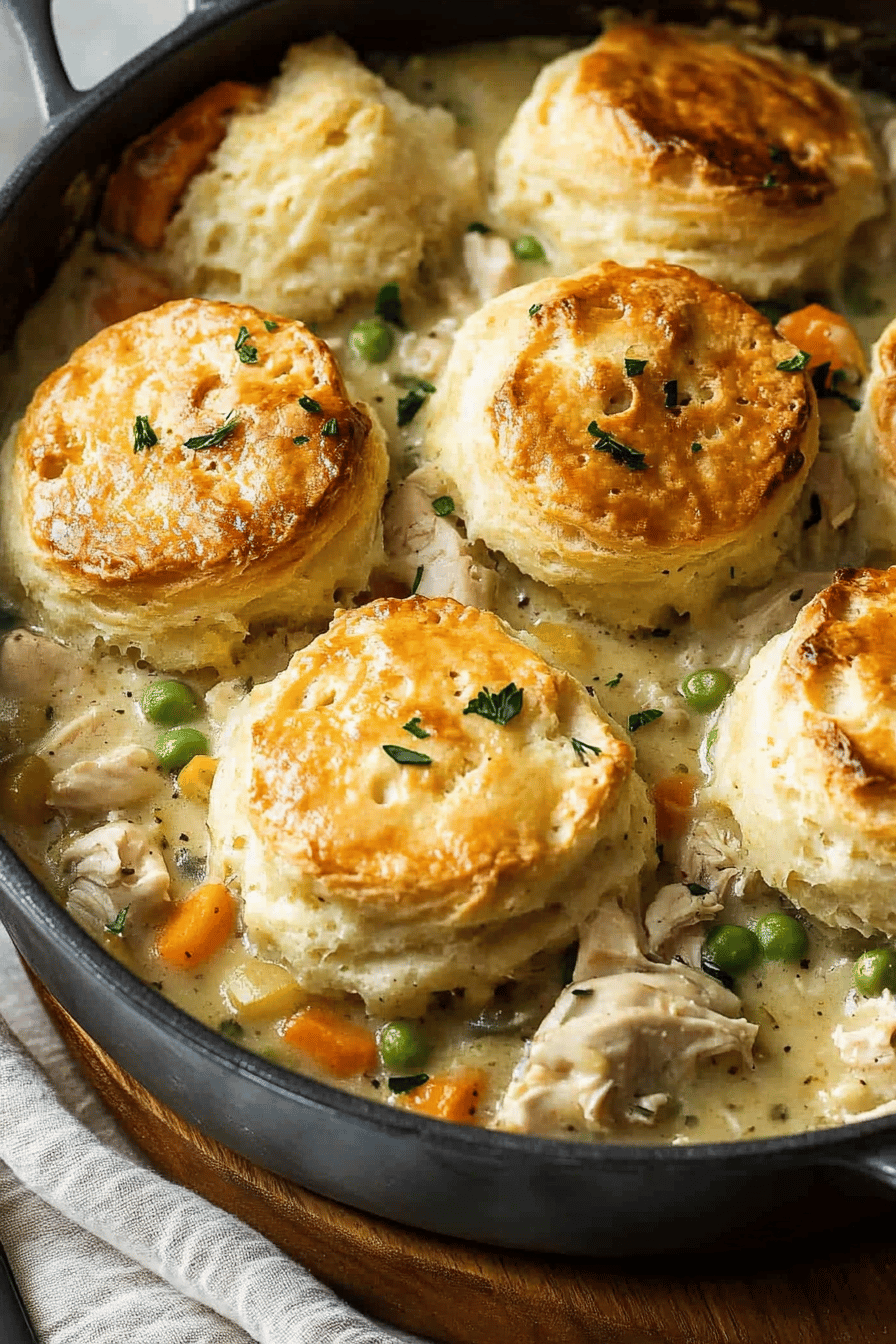 Chicken Pot Pie with Biscuits ingredients organized and measured on kitchen counter