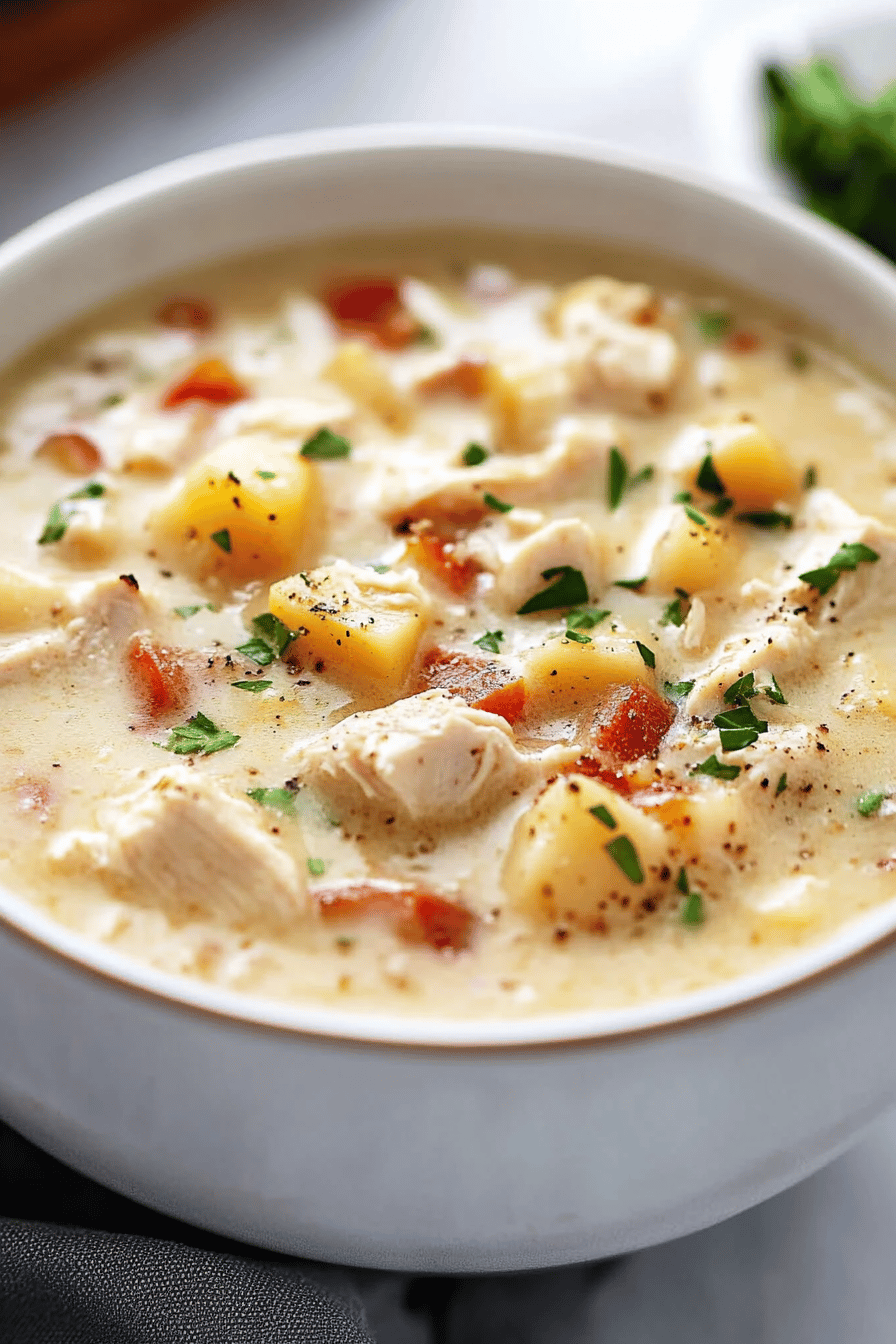 Chicken Potato Soup Recipe final dish beautifully presented and ready to serve