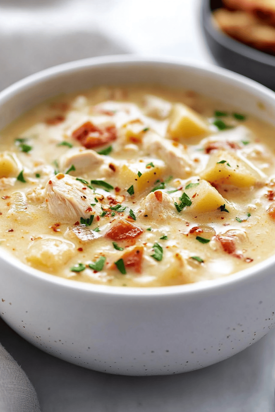Chicken Potato Soup Recipe ingredients organized and measured on kitchen counter
