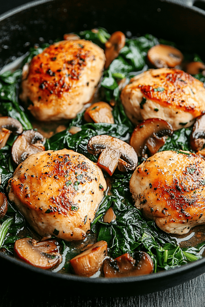 Chicken Spinach Mushroom Skillet