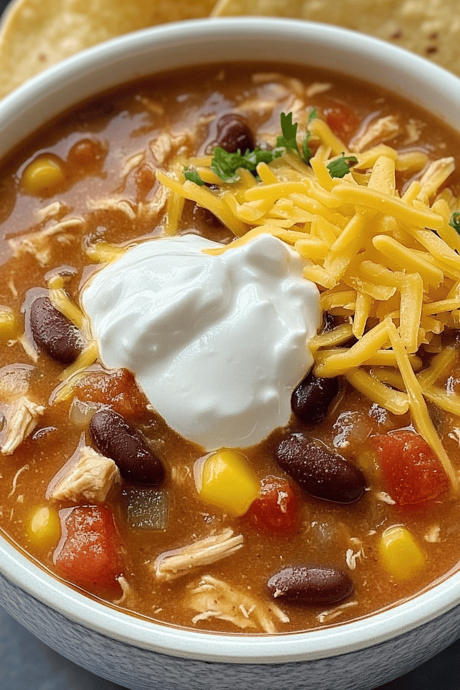 Chicken Taco Soup Recipe final dish beautifully presented and ready to serve