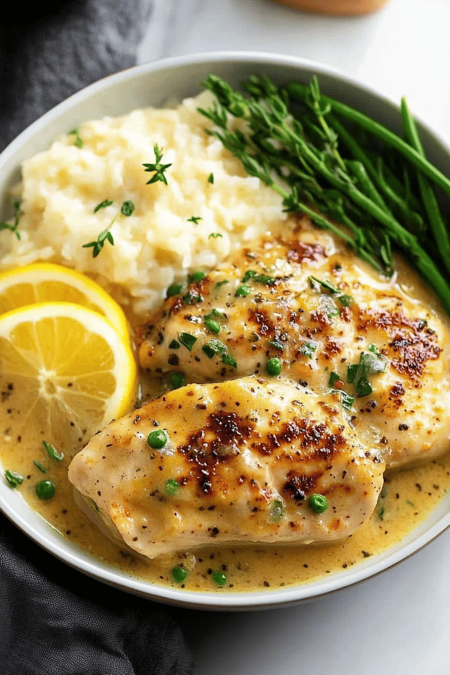 Chicken White Wine Sauce final dish beautifully presented and ready to serve