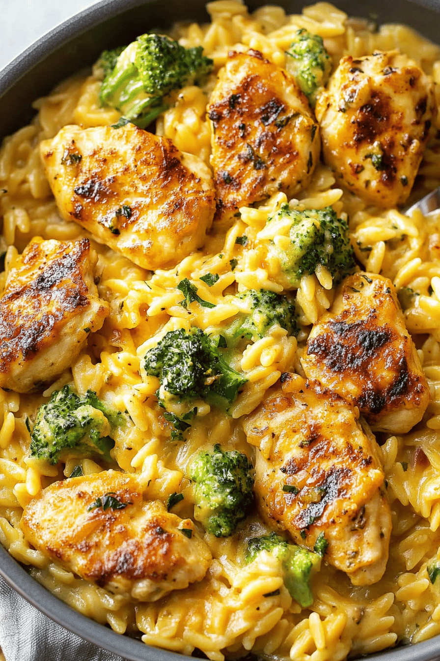 Chicken and Orzo Recipe slice on plate showing perfect texture and swirl pattern