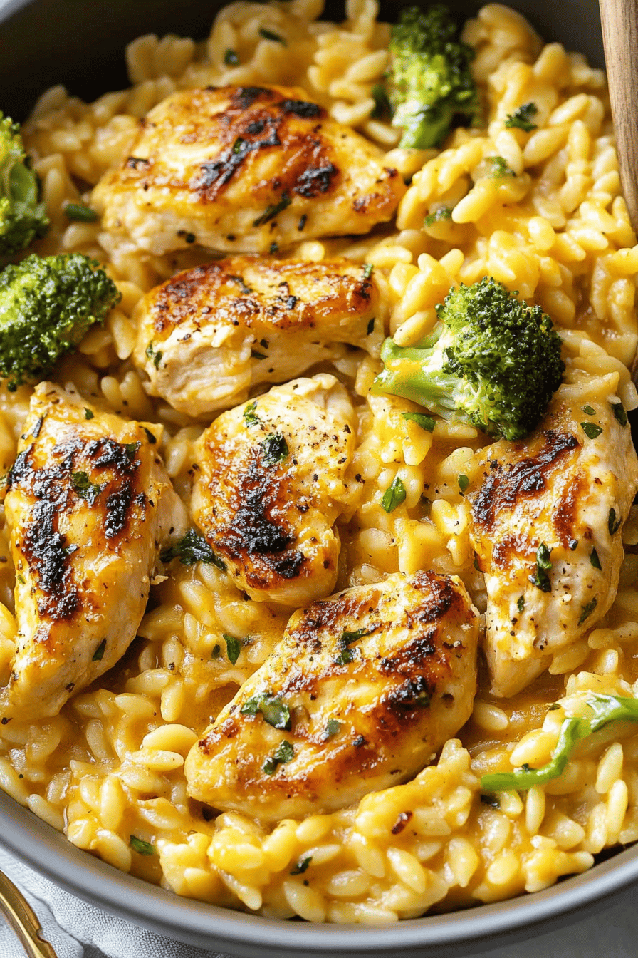 Chicken and Orzo Recipe final dish beautifully presented and ready to serve