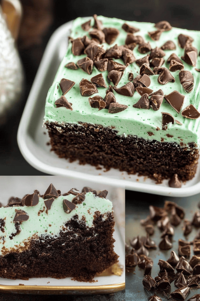 Chocolate Mint Poke Cake