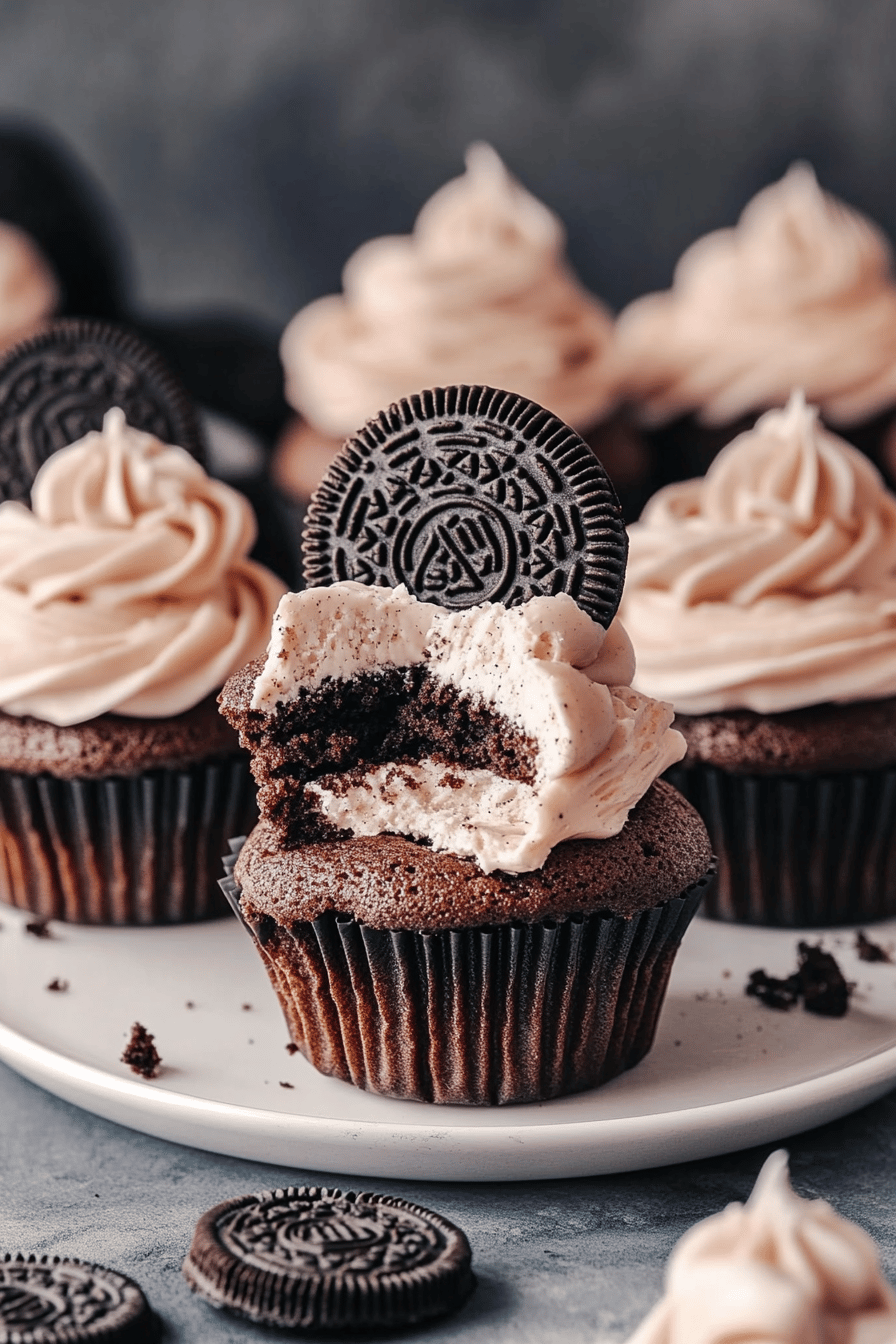 Chocolate Oreo Cupcakes Recipe final dish beautifully presented and ready to serve