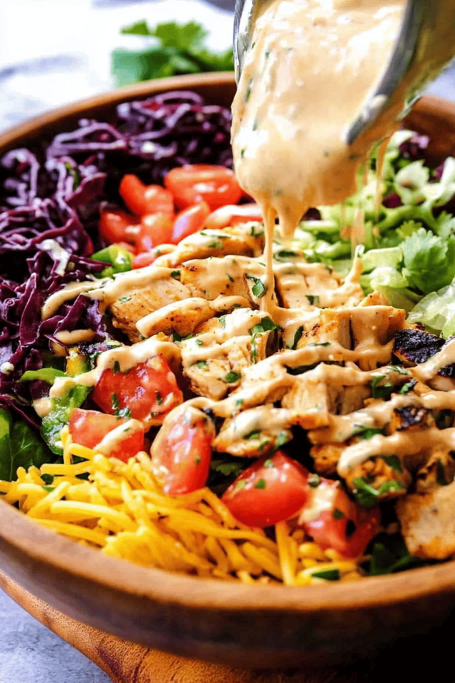 Cilantro Lime Chicken Taco Salad slice on plate showing perfect texture and swirl pattern