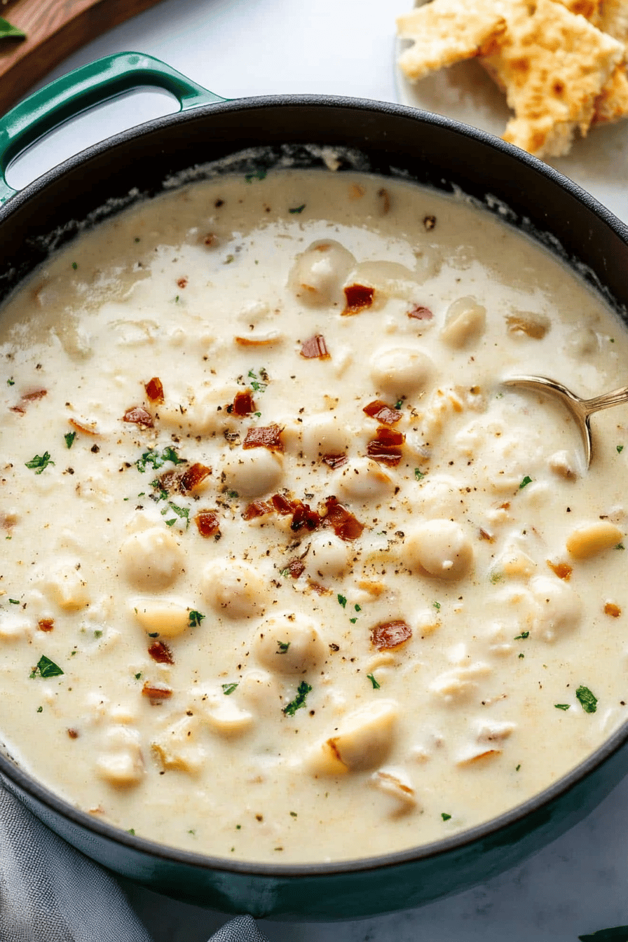 Clam Chowder Recipe final dish beautifully presented and ready to serve