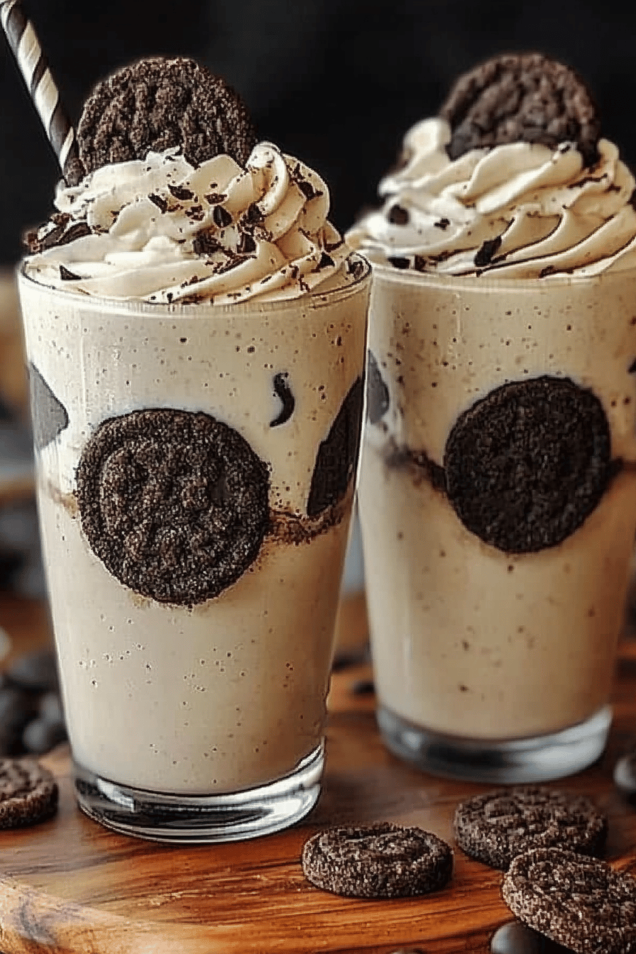 Cookies and Cream Frappuccino final dish beautifully presented and ready to serve