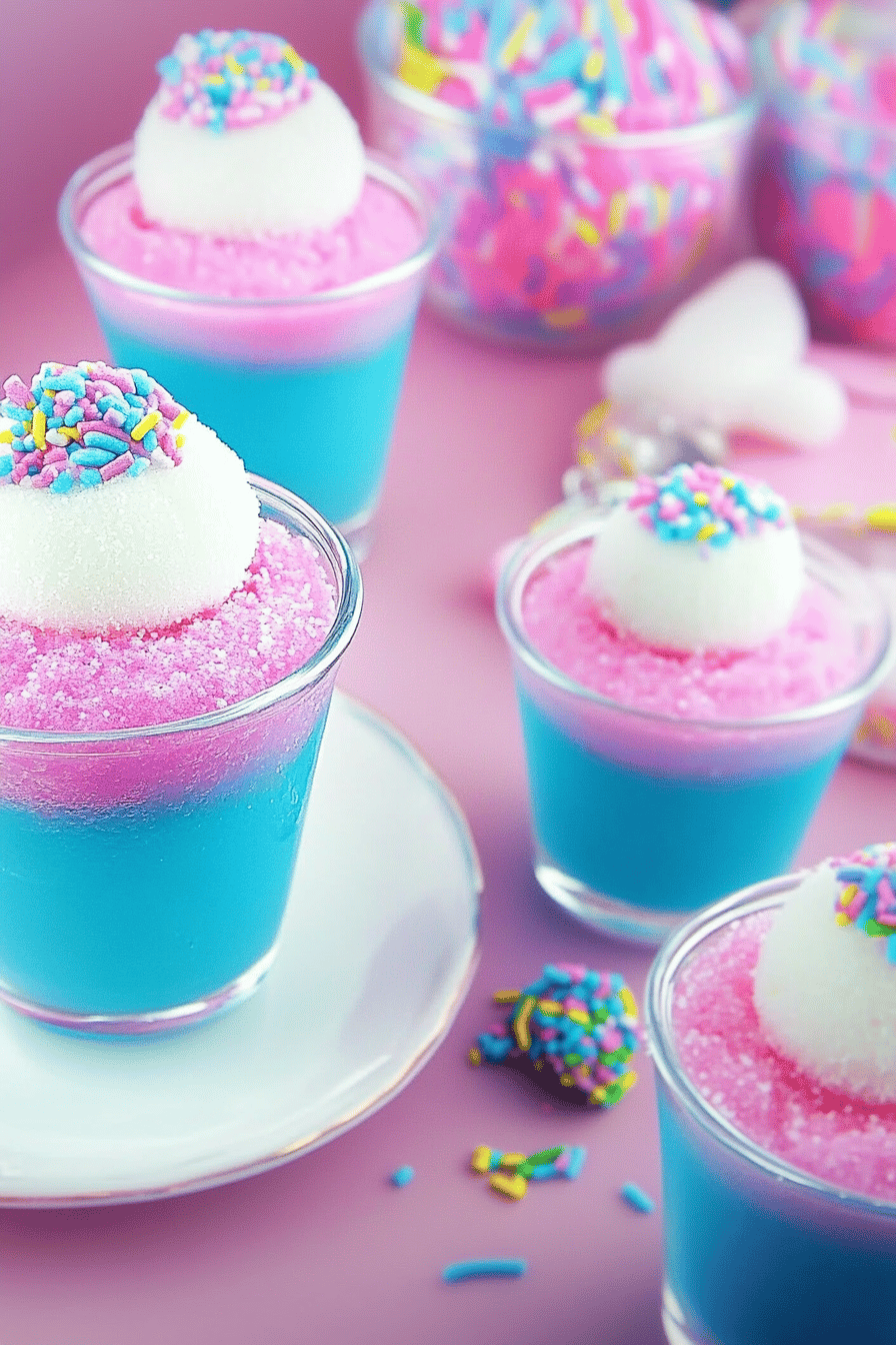 Cotton Candy Jello Shots final dish beautifully presented and ready to serve